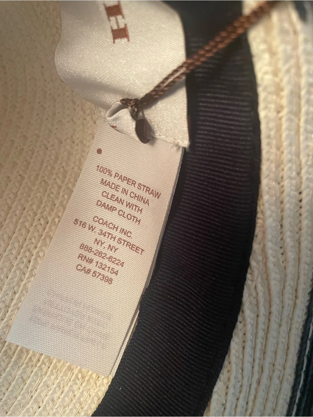 Coach City Striped Wide Brim Sun Hat - Navy and White